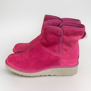 UGG Kristin Suede Shearling Lined 1012497 WINE Wedge Boots Women’s Size 6 Flawed